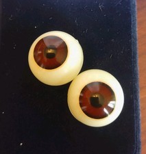 Vintage Unbranded Acrylic Doll Eyes Round Dark Brown 24mm Medium Profile