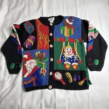 Vintage Alexandra Bartlett For The Eagles Eye Christmas Cardigan Sweater Sz L
