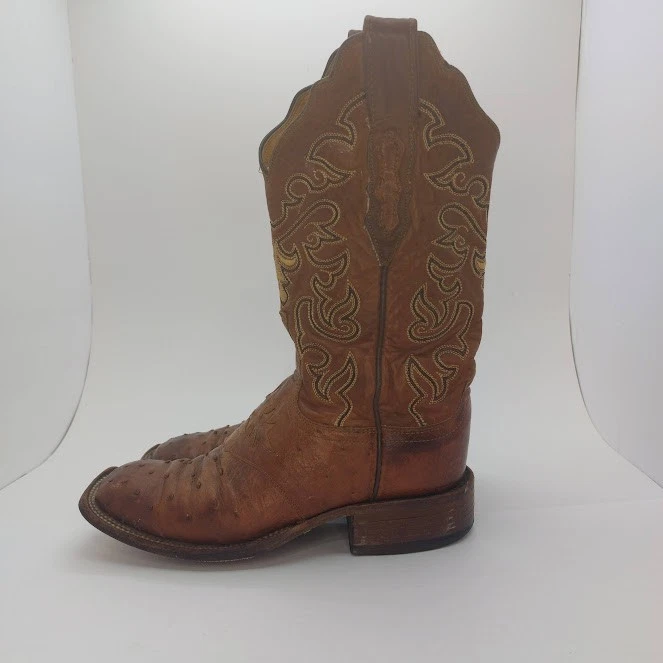 Botas vaqueras occidentales Lucchese 2000 para mujer 6B marrón pluma completa cuero avestruz Foto 4 de 4