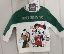 Disney Baby Primark Christmas Sweatshirt 0-3 Months Unisex New Boy Girl 1st Xmas