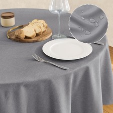 Tablecloth Linen Textured Waterproof Stain Resistant Table Cloth Wrinkle Fr...
