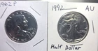 Two Silver Classics  AU/BU Liberty Walking Half Dollar & Frankin Half Dollar
