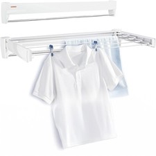 Leifheit Wall Mounted Clothes Drying Rack w/5 Rods Foldable Design Open Box