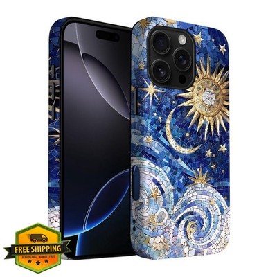 Yuzbira iPhone 16 Pro Max Case Sun Moon Stars Glass Slim Drop