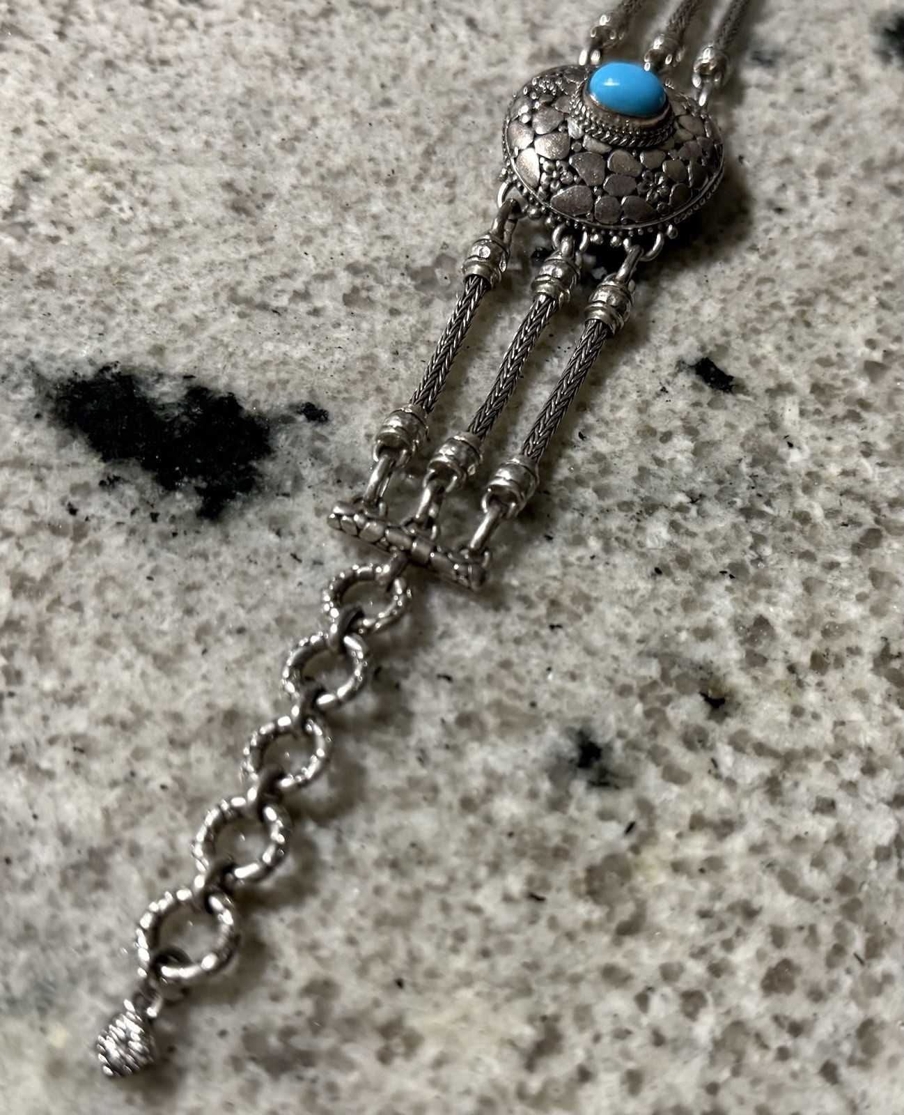 SARDA Fine Jewelry Sterling Sliver 925 Turquoise Chain Bracelet 