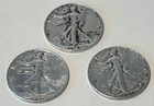 3 Coin Set 1947  50c Walking Liberty Silver Half Dollars -3 Coin Set -Circulated