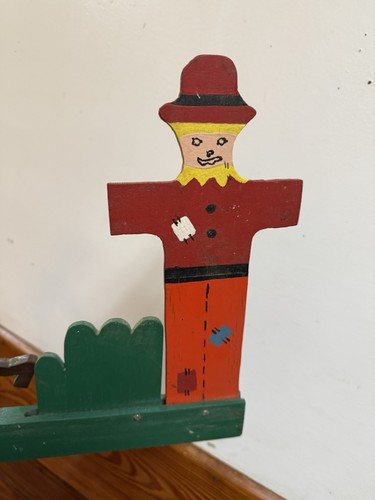 Vintage Whirligig Weathervane Handmade Wooden Folk Art farmer Windmill scarecrow - Picture 8 of 12