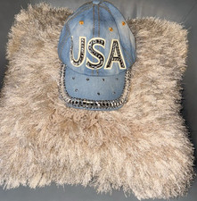 USA Blue Baseball Cap Adjustable One Size Sol...