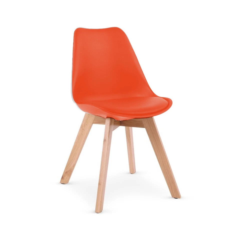 BUYBUY Sedia GENOVA in PP con piedi in legno di faggio e metallo Arancione GEN00