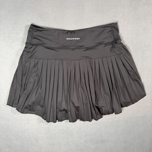 Gold Hinge Pleated Tennis Skort Black High Waisted Athletic Skirt Size L