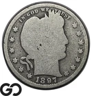 1897-S Barber Quarter, Better Date San Francisco Issue
