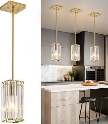 Modern Crystal Pendant Lights Kitchen Island, 3-Pack Brushed Gold Hanging Light