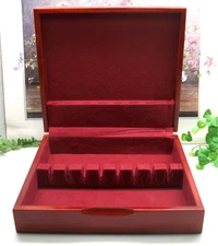 MCM style  Sterling Silverplate Flatware Wooden Wood Storage Chest Case Box  8+