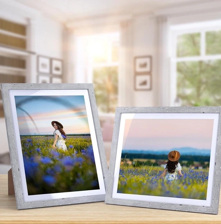 8X10 Picture Frames with Mat Gray Wood Set of 15, Display 8 by 10 Photos with Ma - Image 2 of 4