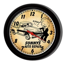 Personalized Auto Repair Mechanic Tool Retro Sign Clock