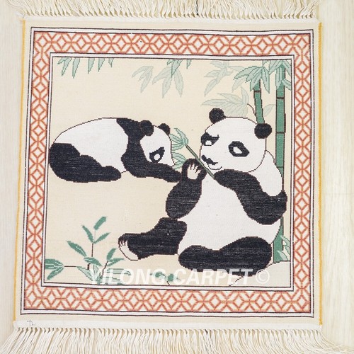 1x1ft Hand Knotted Area Rug Living Room Silk Carpet Panda Tapestry LJH114A - Picture 8 of 9