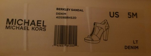 Michael KORS BERKLEY DENIM PLATFORM T STRAP GOLD LOGO ZIPPER SANDAL I LOVE SHOES - Picture 8 of 8