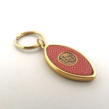 Vintage Foot Ball Keychain in Brass and Leather signed RG