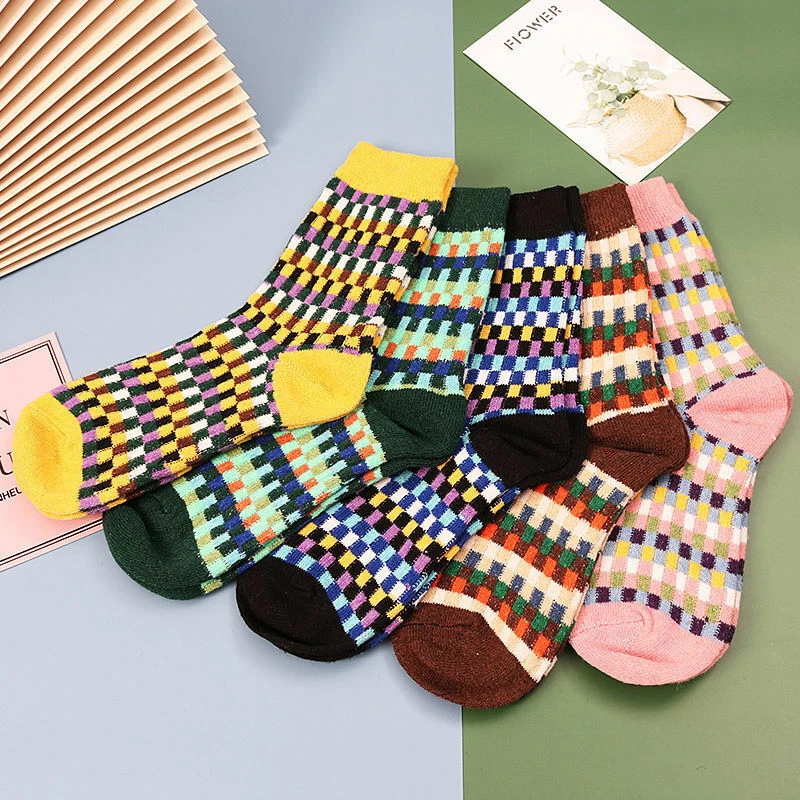 5 Pairs Women Winter Socks Wool Blend Cashmere Socks Thick Warm Casual Soft - Image 3 of 4
