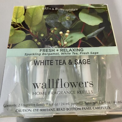 White Tea & Sage  Bath & Body Works Wallflowers Home Fragrance Refill  2 Pack