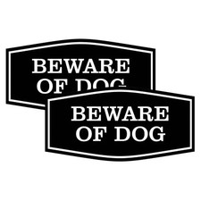 2 Pack Small Black Beware of Dog Wall or Door Sign Durable Home Security