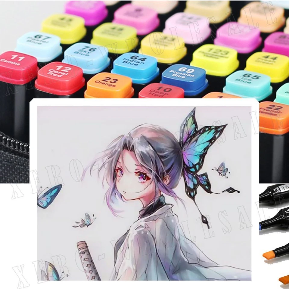60 Color Dual-Tip Marker Pens Alcohol Based Ink Artist Sketching Graphic Designs - image 3 of 4