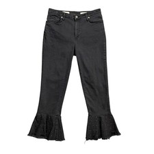 Pilcro And The Letterpress Jeans Women 29 Black Denim Metal Studded Flare Hem