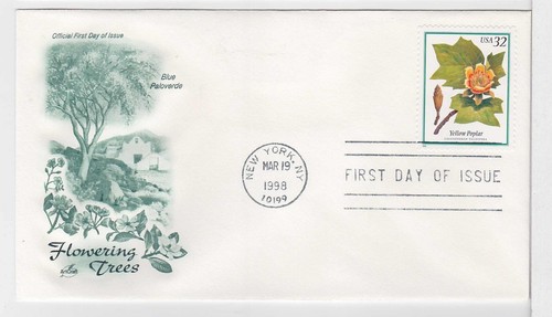 TurtlesTradingPost- Flowering Trees 1998- #3193-97 FDC- Artcraft Cachet - Picture 4 of 4