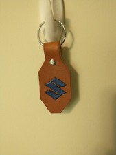 Suzuki Motorcycle Key Ring And Fob-dark Blue Leather Handmade