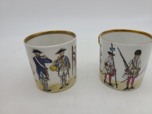 2 Suisse Langenthal Demitasse Cups Hand Painted Serviceman Uniforms - Picture 3 of 6