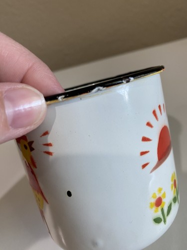 VTG Rooster Painted Enamel Coffee Cup Mug Enamelware Metal Country Hong Kong - Picture 14 of 14