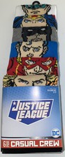 6 Pairs Of Justice League Casual Crew Socks Size 8-12