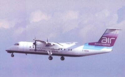 Manchester Airport 2004 - Air Southwest Dash DHC 8-300 G-WOWA - postcard