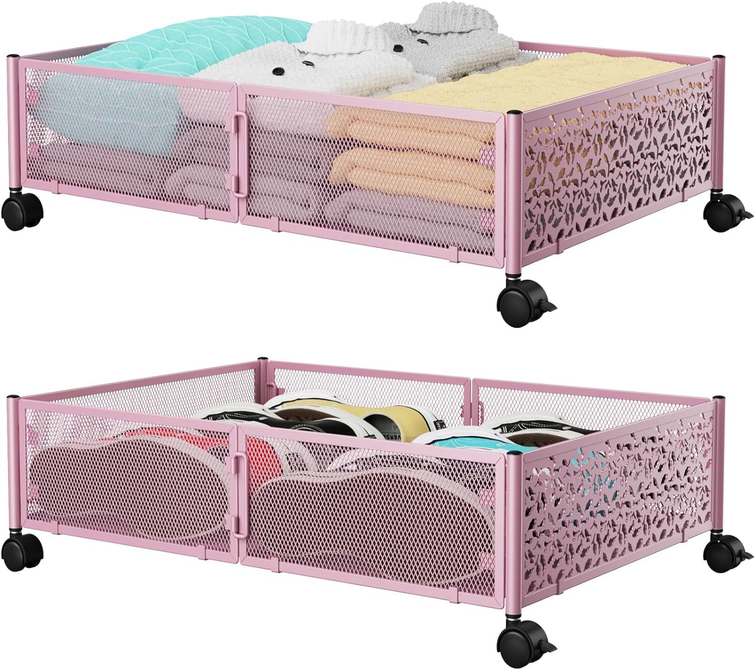 Under bed storage containers with wheels for shoes and more