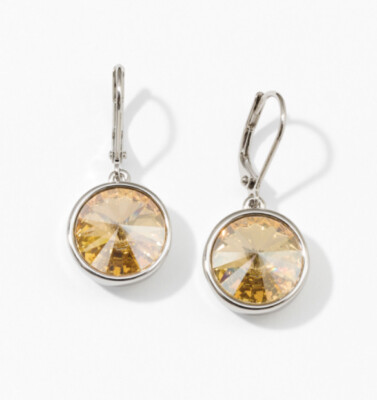  Touchstone Crystal 1  Drop Earring Golden Shadow Rhodium New Condition