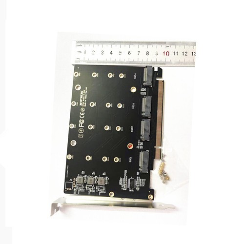 4 Port Card PCIe 4.0 x16 To M.2 NVMe x4 SSD Expansion Card SSD Adapter - Photo 2/5