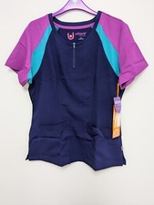 Urbane UltimateTwo Pocket U-Neck Zip Front Scrub Top, Sz. M 9069, NICE 