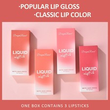 3-Piece Lip Glaze Set - Long-lasting Color Ma...