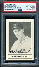 Babe Herman PSA DNA Signed 1978 Grand Slam Autograph Cincinnati Reds