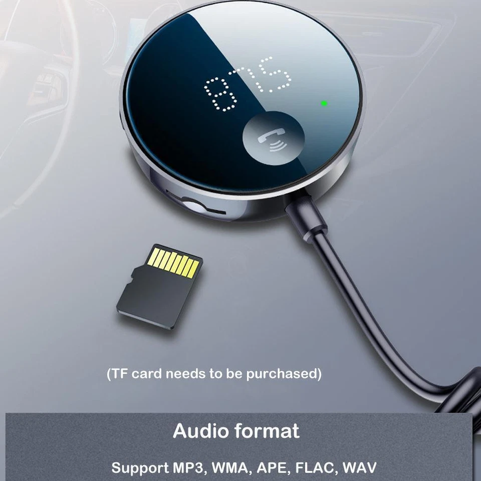 USB Bluetooth 5.0 Wireless Car FM Transmitter Aux Stereo r Receive AdapZ9 ю V1C3 - Immagine 4 di 4