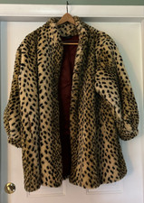 Vintage Faux Cheetah Fur Coat, Medium Length, Style Vi Ltd. (size M) 