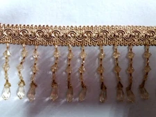  beaded fringe ,acrylic,2.5 inch ,sold by 3 yards ,light gold