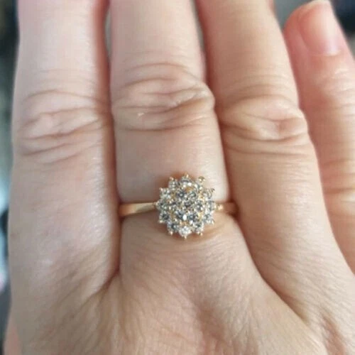 Gold cluster diamond clearance ring