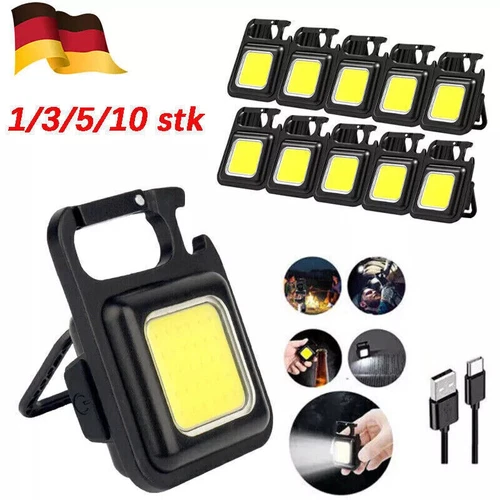 Mini torcia COB portachiavi campeggio luce magnete ricaricabile de