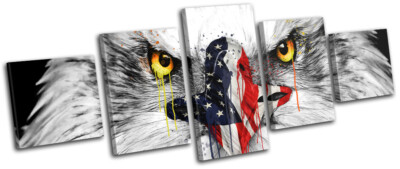 USA Eagle America Bird Animals MULTI Leinwand Kunst Bild drucken