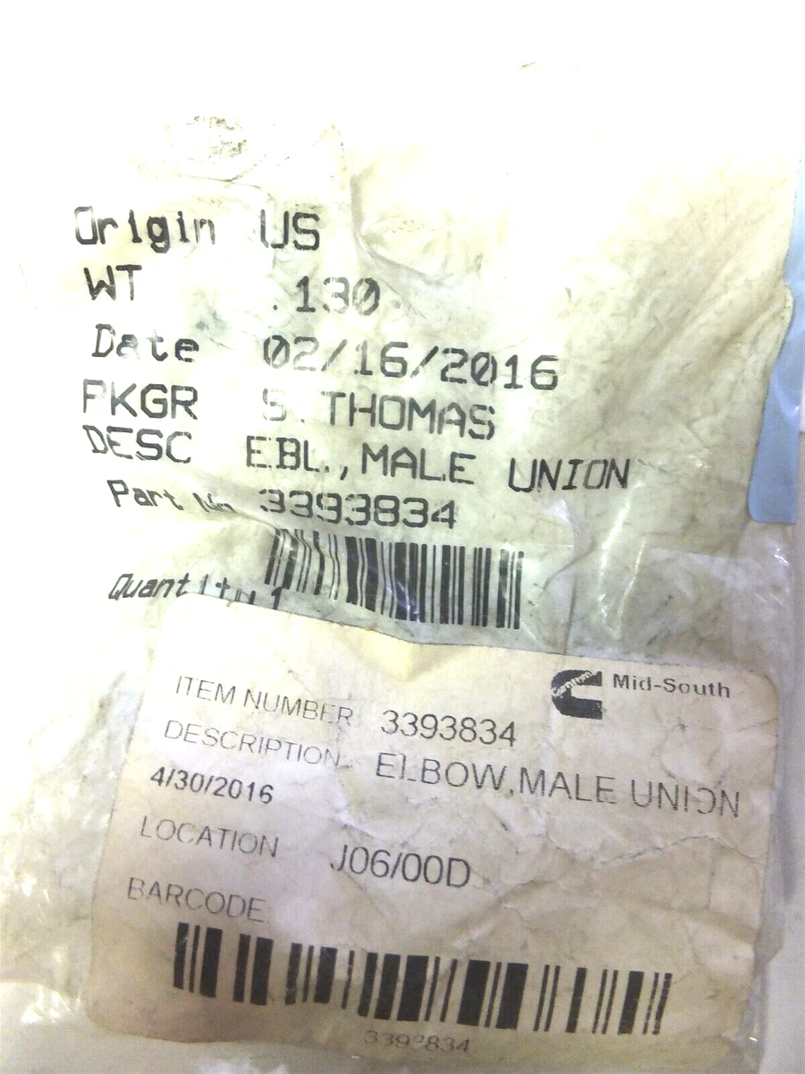 3393834 NEW GENUINE OEM CUMMINS MALE UNION ELBOW | eBay 