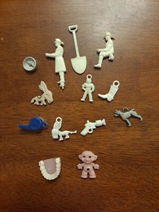 Vintage Cracker Jack and Unmarked Plastic Charms, Gumball Prizes