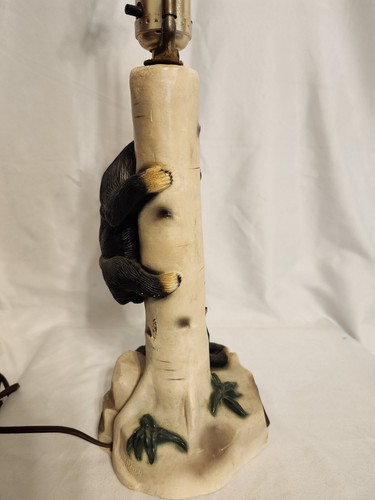 Vintage Bear Climbing Birch Tree w/Cub At Base Lamp~21" T~NO SHADE~WORKS~READ - Picture 4 of 16