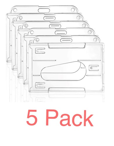 5 Pack ID Card Badge Holder Horizontal Hard Plastic Protector Clear Case - 第 1/3 張圖片