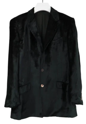 EXTE Blazer Herren (EU) 50 Velours Einreihig Gefüttert Taschen Schwarz - Bild 1 von 4
